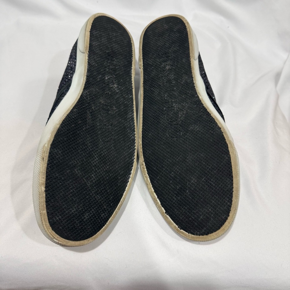 Jimmy Choo Glitter Black Slip On Sneakers 41 Luxury Casual Streetwear Statement - Picture 11 of 11